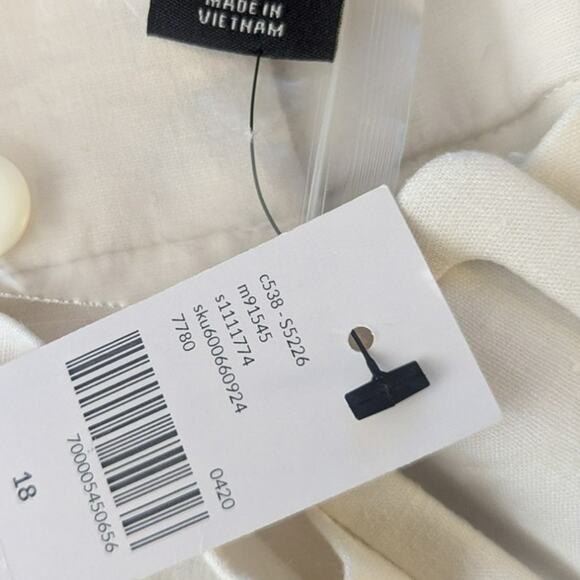 New Lane Bryant wide leg high rise Ivory linen blend belted trouser pants 18R - Picture 4 of 5